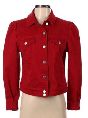 Boston Proper red cotton denim jacket—Size small